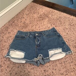 Amazon Blue Distressed Jean Shorts